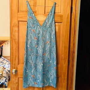 Trafaluc by Zara Floral Patterned Teal midi dress size L